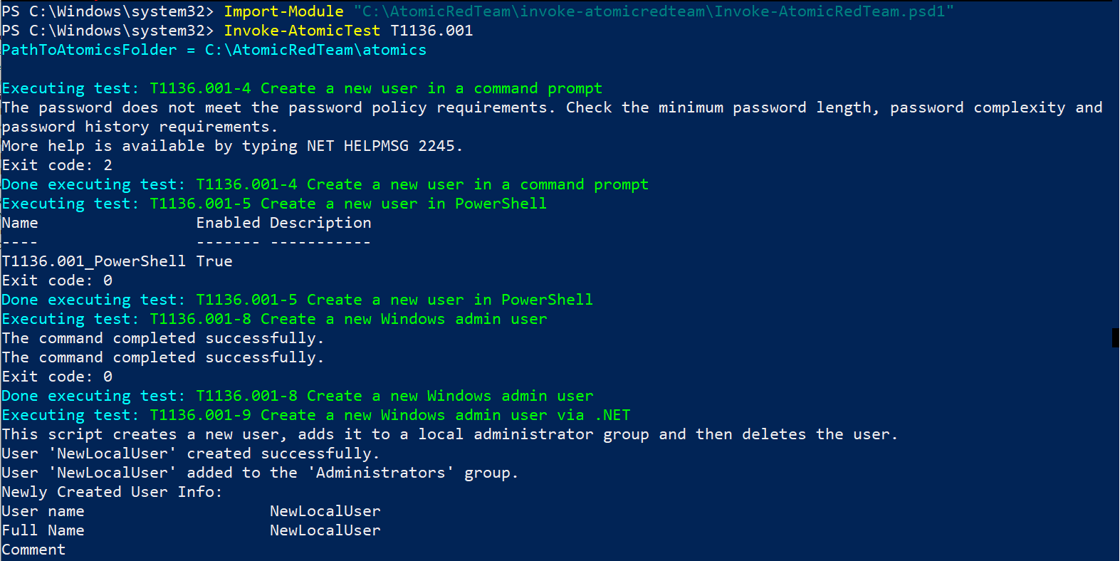 Atomic Red Team Execution Screenshot